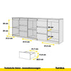 MIKEL - Kommode / Sideboard mit 6 Schubladen und 3 Tür - Wotan Eiche / Beton-Optik H75cm B80cm T35cm