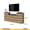 GABRIEL - Kommode / Sideboard mit 14 Schubladen (4+6+4) -  Anthrazit Grau / Wotan Eiche H92/70cm B220cm T33cm