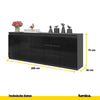 MIKEL - Kommode / Sideboard mit 6 Schubladen und 3 Tür - Anthrazit / Schwarz Gloss H75cm B80cm T35cm