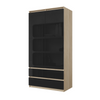 JOELLE - Kleiderschrank mit 2 Türen und 2 Schubladen -  Sonoma Eiche / Schwarz Gloss H180cm B90cm T50cm