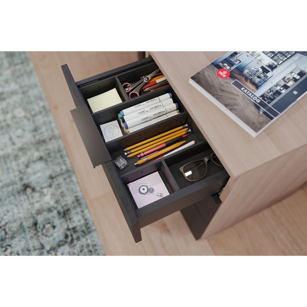 1 Satz Soft-Close Schubladensystem, MITTEL - SLIM, H: 121mm, Schwarz