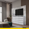 GABRIEL - Kommode / Sideboard mit 12 Schubladen (8+4) - Beton-Optik H92cm B180cm T33cm
