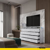 GABRIEL - Kommode / Sideboard mit 12 Schubladen (8+4) - Beton-Optik H92cm B180cm T33cm