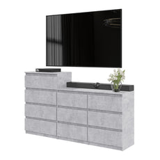 GABRIEL - Kommode / Sideboard mit 10 Schubladen (6+4) - Beton-Optik H92/70cm B160cm T33cm