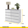 GABRIEL - Kommode / Sideboard mit 8 Schubladen - Beton-Optik / Weiß Gloss H92cm B120cm T33cm