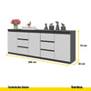 MIKEL - Kommode / Sideboard mit 6 Schubladen und 3 Tür - Anthrazit / Weiß Matt H75cm B80cm T35cm