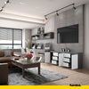 MIKEL - Kommode mit 6 Schubladen und 3 Türen - Schlafzimmer Kommode Aufbewahrungsschrank Sideboard - Anthrazit / Weiß Matt H75cm B200cm T35cm