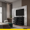 GABRIEL - Kommode / Sideboard mit 8 Schubladen - Schwarz Matt / Schwarz Gloss H92cm B120cm T33cm