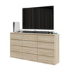 GABRIEL - Kommode / Sideboard mit 12 Schubladen (8+4) - Sonoma Eiche H92cm B180cm T33cm