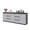 MIKEL - Kommode / Sideboard mit 6 Schubladen und 3 Tür - Anthrazit / Beton-Optik H75cm B80cm T35cm