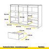 NOAH - Kommode / Sideboard mit 3 Schubladen und 3 Türen - Wotan Eiche / Anthrazit Grau H75cm B120cm T35cm