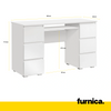 CUBA - Schreibtisch mit 6 Push to Open Schubladen und Tastaturablage H78cm B130cm T50cm - Weiß Gloss