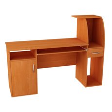 ROBIN - Computertisch mit 1 Schublade und 1 Tür und Tastaturablage - Erle H112cm B150cm T50cm