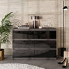 GABRIEL - Kommode / Sideboard mit 6 Schubladen - Anthrazit / Schwarz Gloss H71cm B100cm TD33cm