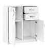 JULIA - Kommode mit 2 Schubladen und 2 Türen - Schlafzimmer Kommode Aufbewahrung Schrank Sideboard - Weiß Matt H85cm B74cm T35cm