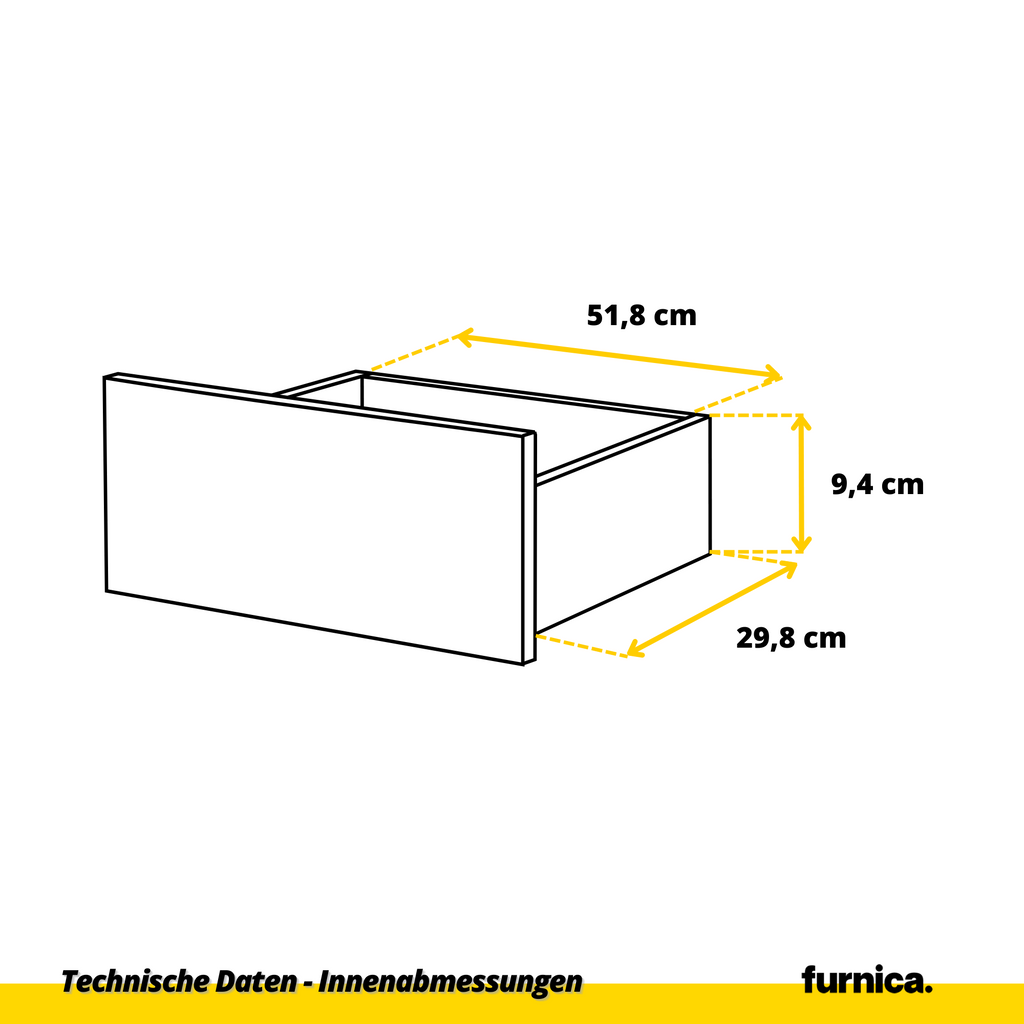 GABRIEL - Kommode / Sideboard mit 8 Schubladen - Beton-Optik / Schwarz Glanz H92cm B120cm T33cm