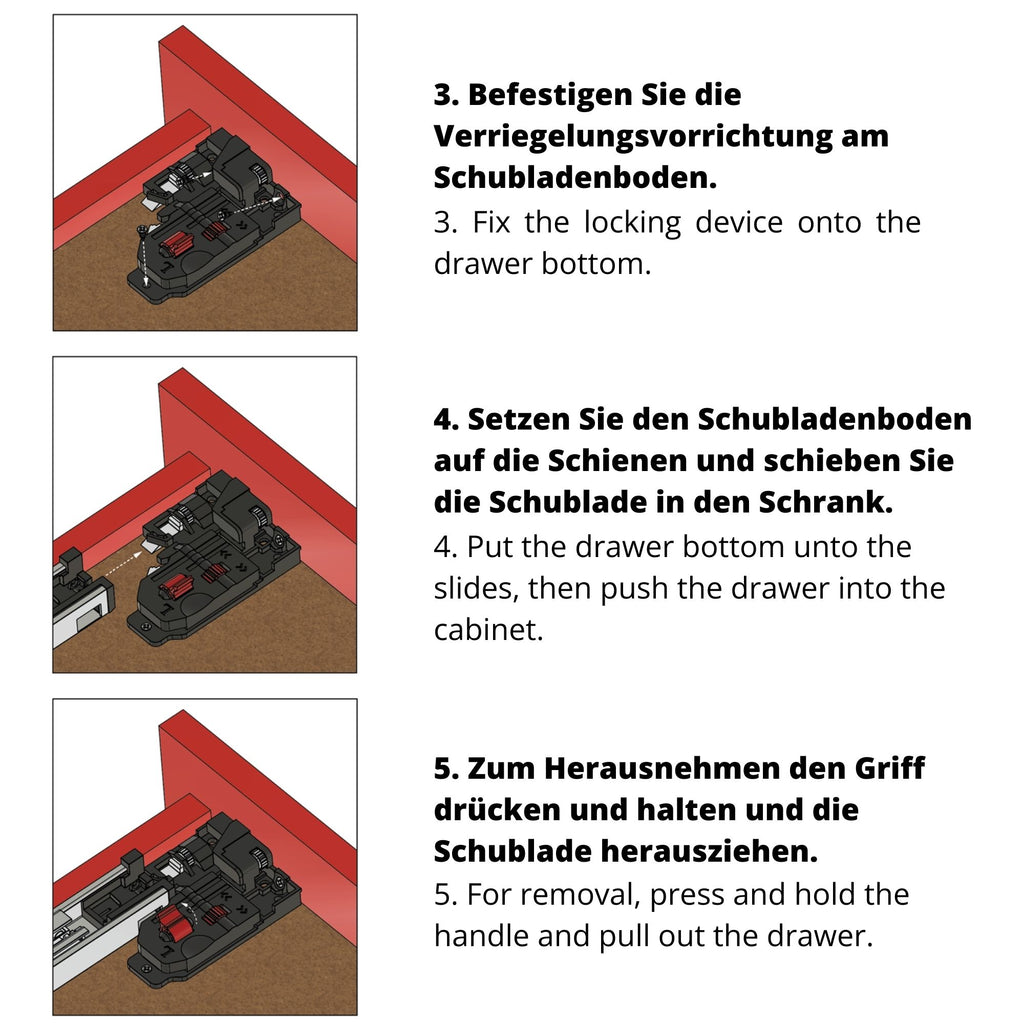 Soft-Close Unterflurführungen Schubladenschienen, Vollauszug 550mm