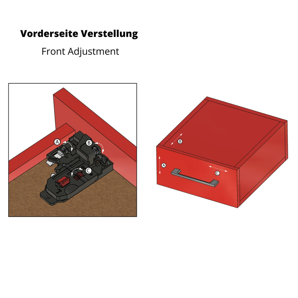 Soft-Close Unterflurführungen Schubladenschienen, Vollauszug 550mm