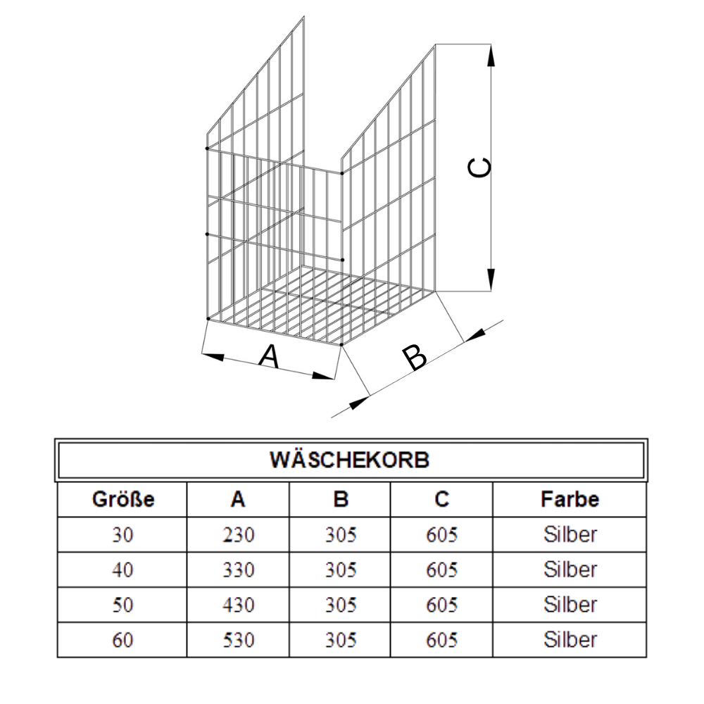 Faltbarer Wäschekorb 60cm - Weiß