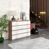 GABRIEL - Kommode / Sideboard mit 8 Schubladen - Wotan Eiche / Weiß Gloss H92cm B120cm T33cm