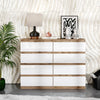 GABRIEL - Kommode / Sideboard mit 8 Schubladen - Wotan Eiche / Weiß Gloss H92cm B120cm T33cm