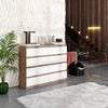 GABRIEL - Kommode / Sideboard mit 8 Schubladen - Wotan Eiche / Weiß Matt H92cm B120cm T33cm