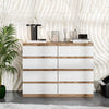 GABRIEL - Kommode / Sideboard mit 8 Schubladen - Wotan Eiche / Weiß Matt H92cm B120cm T33cm