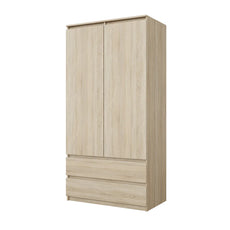 JOELLE - Kleiderschrank mit 2 Türen und 2 Schubladen -  Sonoma Eiche H180cm B90cm T50cm