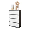 GABRIEL - Kommode / Sideboard mit 4 Schubladen - Anthrazit / Weiß Matt H92cm B60cm T33cm