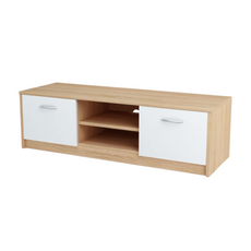 GRACE - TV Schrank mit 2 Türen und 1 Regal - Sonoma Eiche / Weiß Matt H36cm B120cm T41cm