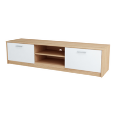 JANE - TV Schrank mit 2 Türen und 1 Regal - Sonoma Eiche / Weiß Matt H36cm B160cm T41cm