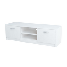GRACE - TV Schrank mit 2 Türen und 1 Regal - Weiß Matt H36cm B120cm T41cm