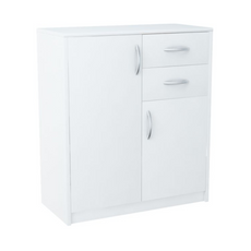 JULIA - Kommode mit 2 Schubladen und 2 Türen - Schlafzimmer Kommode Aufbewahrung Schrank Sideboard - Weiß Matt H85cm B74cm T35cm