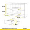 MIKEL - Kommode / Sideboard mit 3 Schubladen und 2 Türen - Weiß Matt / Anthrazit Grau H75cm B120cm T35cm