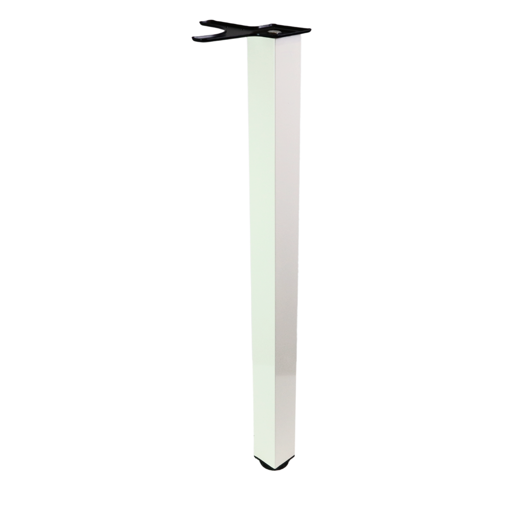 Quadratisches Tischbein 71 cm hoch - Weiss, ZnAl Montageplatte
