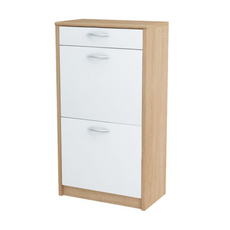 JULIA - Schuhschrank mit 1 Schubladen und 2 Ebenen Lagerung - Sonoma Eiche / Weiß Matt H92cm B50cm T28cm