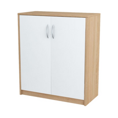 JULIA - Unterschrank mit Regalen - 2 Türen - Sonoma Eiche / Weiß Matt H85cm B74cm T35cm
