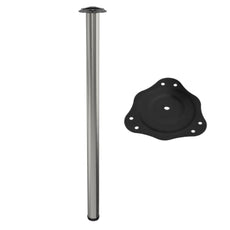 Tischbein 110 cm hoch - Stahl montageplatte - Gebürsteter Edelstahl