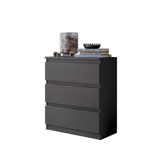 GABRIEL - Kommode / Sideboard mit 3 Schubladen - Anthrazit Grau H72cm B60cm T33cm