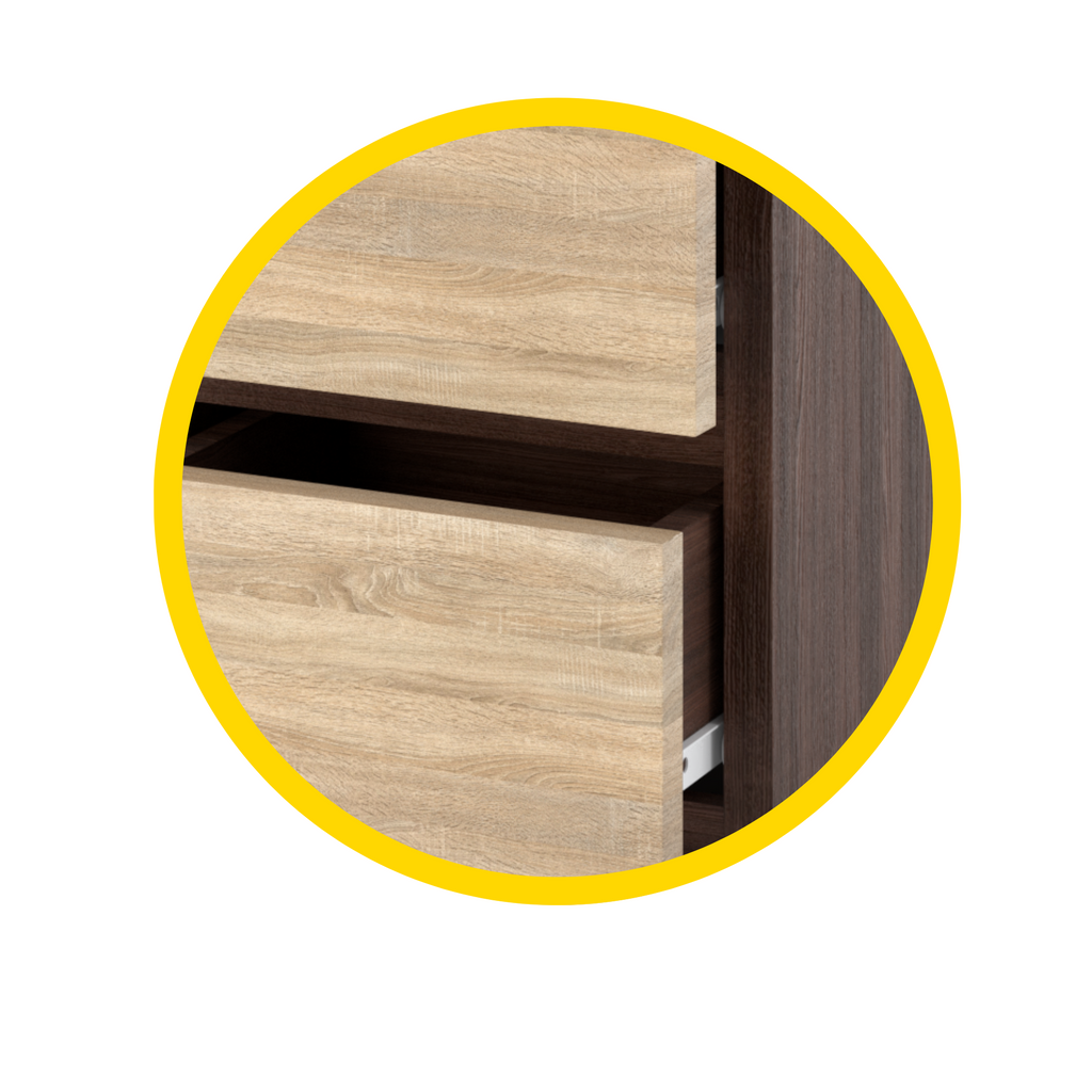 GABRIEL - Nachttisch - Nachtschrank mit 2 Schubladen - Wenge / Sonoma Eiche H40cm B30cm T30cm