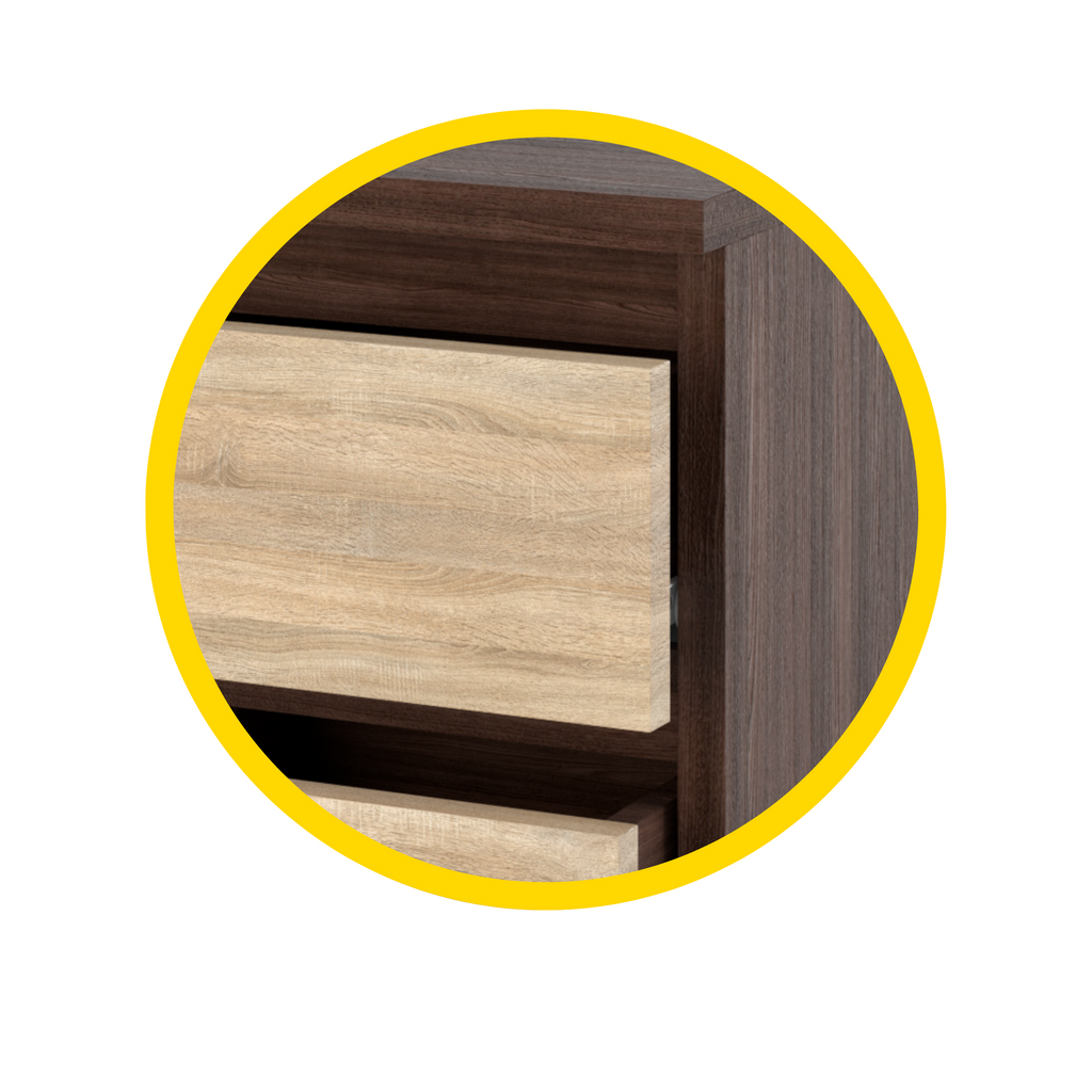 GABRIEL - Nachttisch - Nachtschrank mit 2 Schubladen - Wenge / Sonoma Eiche H40cm B30cm T30cm