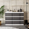 GABRIEL - Kommode / Sideboard mit 6 Schubladen - Weiß Matt / Anthrazit H71cm B100cm TD33cm