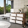 GABRIEL - Kommode / Sideboard mit 6 Schubladen - Wotan Eiche / Weiß Matt H71cm B100cm TD33cm