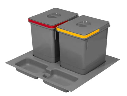 Abfalltrennsystem für 600mm Schrank - 2x15L - Anthrazit – Furnica