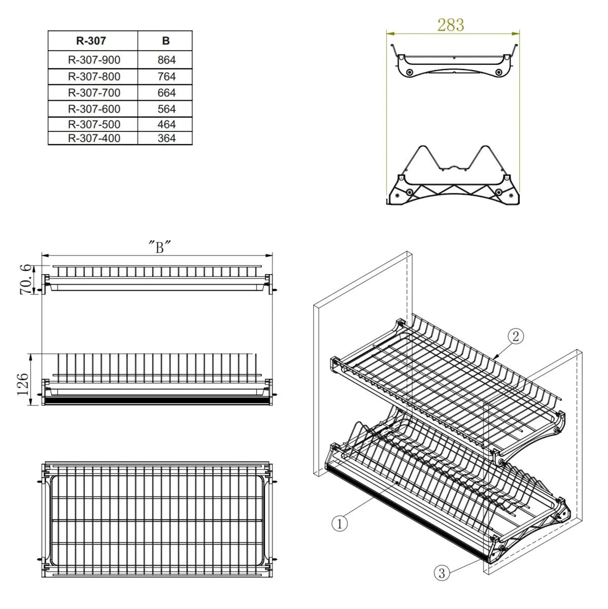 Abtropfgestell Für Wandschrank Chrom - 600mm – Furnica