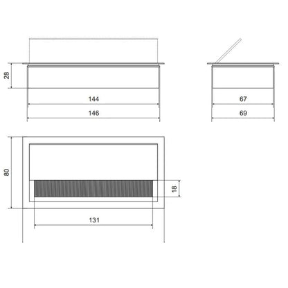 Aluminium Kabeldurchlass 160x80mm, Silber "Wave" – Furnica