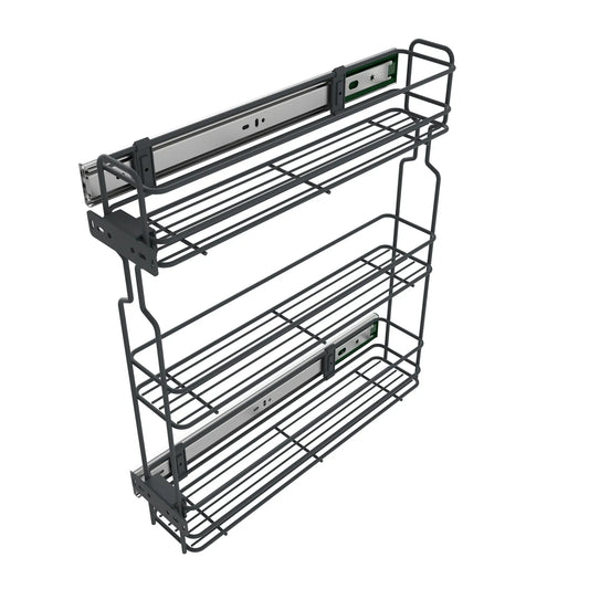Apothekerauszug 15 cm – 3 Einlegeböden, Anthrazit – Schmaler Küchenschrank Auszug – Furnica