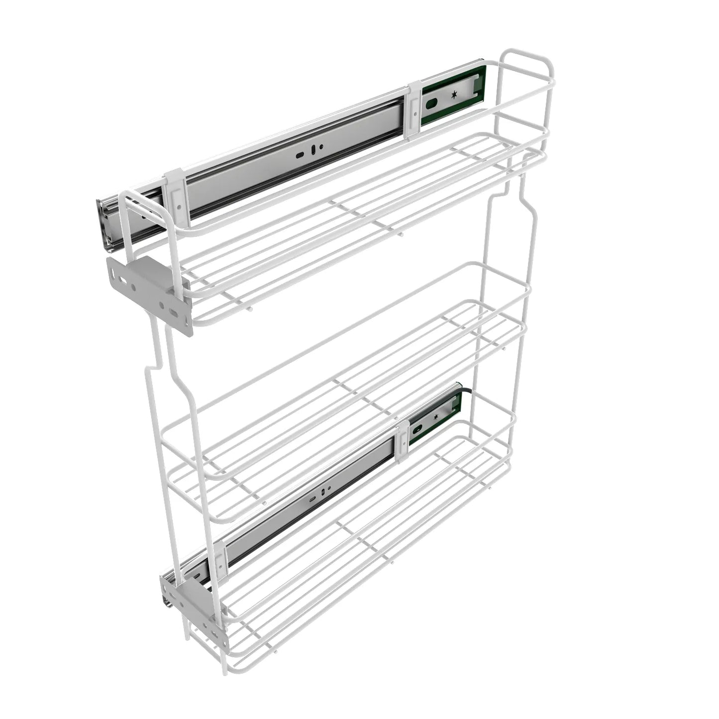 Apothekerauszug 20 cm – 3 Einlegeböden, Weiß – Schmaler Küchenschrank Auszug – Furnica