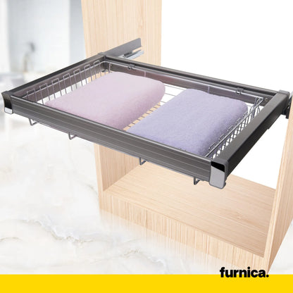 Ausziehbare Aufbewahrungskörbe für 90cm-Schrank Soft-Close - Einzelner Fachboden - Chrom – Furnica