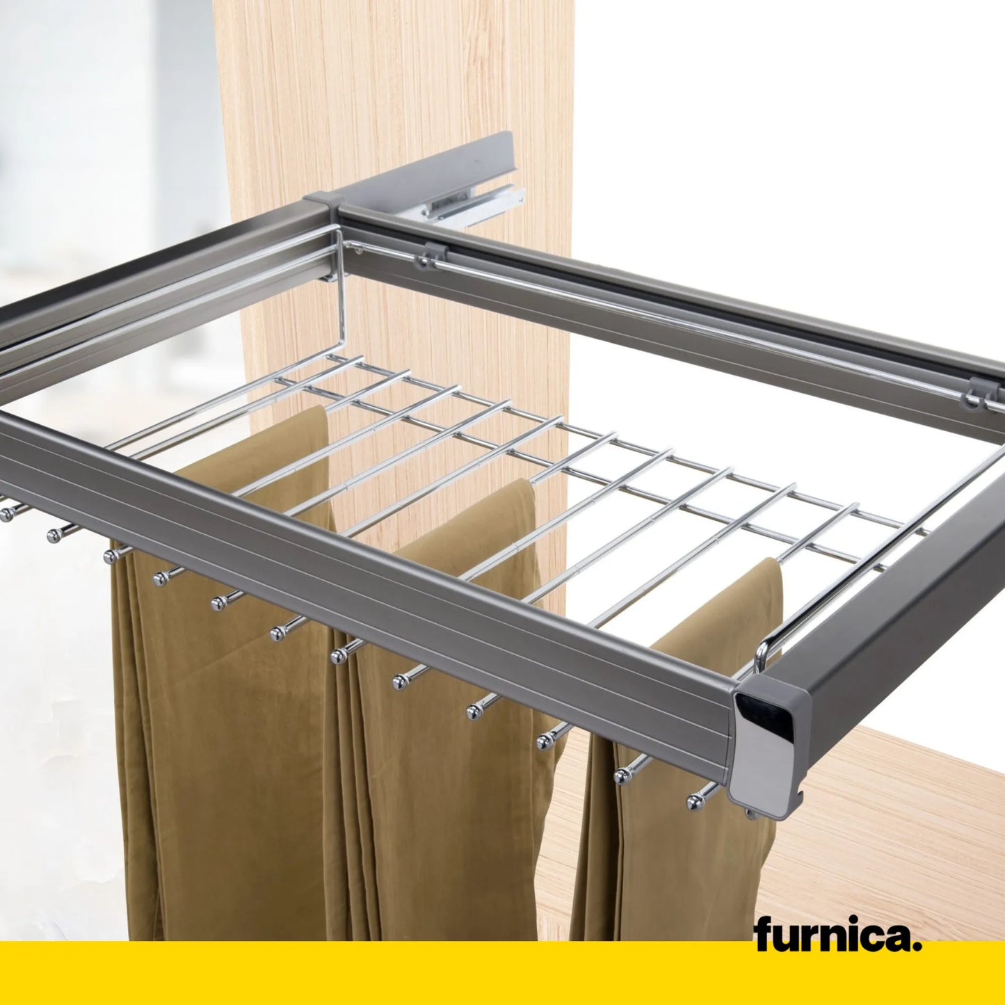 Ausziehbarer Hosenbügel 2 für 80-cm-Schrank Soft-Close - Einzelner Fachboden - Grau – Furnica
